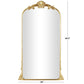 Gold Metal Tall Ornate Arched Baroque Floor Mirror, 28" x 1" x 48"