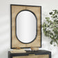 Brown Rattan Wall Mirror with Black Accent Frames, 30" x 2" x 42"