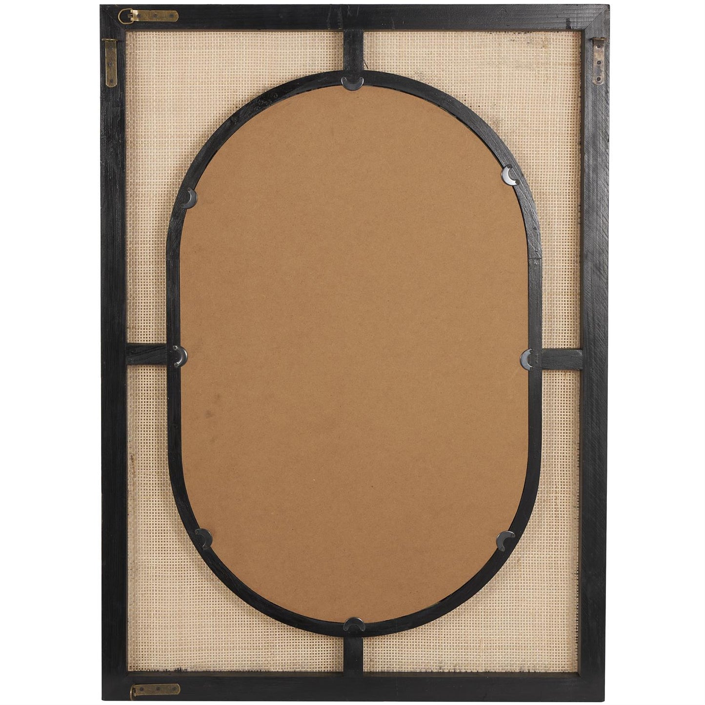 Brown Rattan Wall Mirror with Black Accent Frames, 30" x 2" x 42"