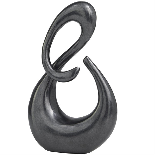 Dark Gray Aluminum Metal Abstract Swirl Sculpture, 7" x 3" x 12"