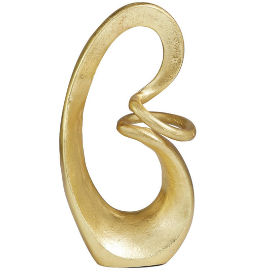 Gold Aluminum Metal Abstract Swirl Sculpture, 7" x 4" x 13"