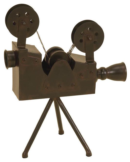 Brown Metal Film Camera Sculpture, 12" x 7" x 15"