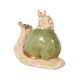 17871 Cream Magnesium Oxide Snail Decorative Garden Sculpture with Rabbit and Green Accents, 13" x 7" x 12"