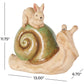 17871 Cream Magnesium Oxide Snail Decorative Garden Sculpture with Rabbit and Green Accents, 13" x 7" x 12"