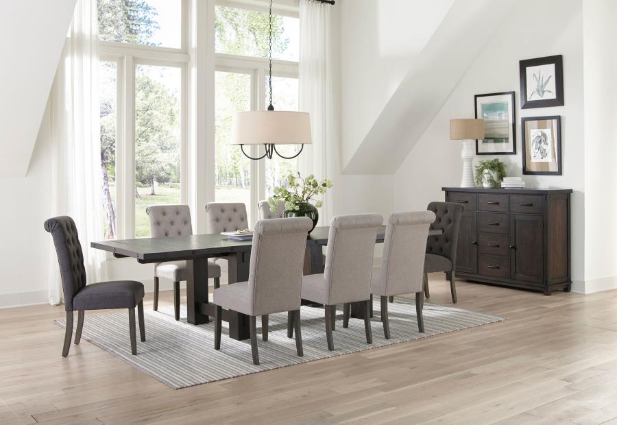 Ardnalac 9-piece Extension Leaf Dining Set Beige & Grey