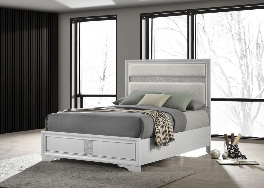 011502 Adnarim 54-inch Upholstered Twin Panel Bed White