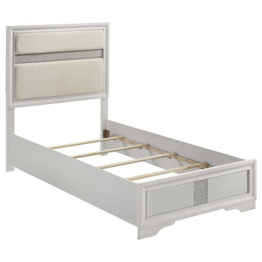 011502 Adnarim 54-inch Upholstered Twin Panel Bed White