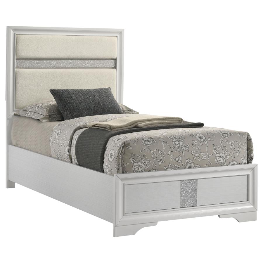 011502 Adnarim 54-inch Upholstered Twin Panel Bed White