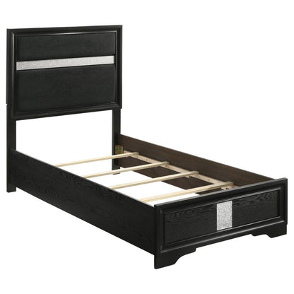 063602 Adnarim 54-inch Upholstered Twin Panel Bed Black