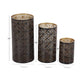 18122 Dark Brown Metal Geometric Decorative Candle Lantern, Set of 3 12", 10", 6"H