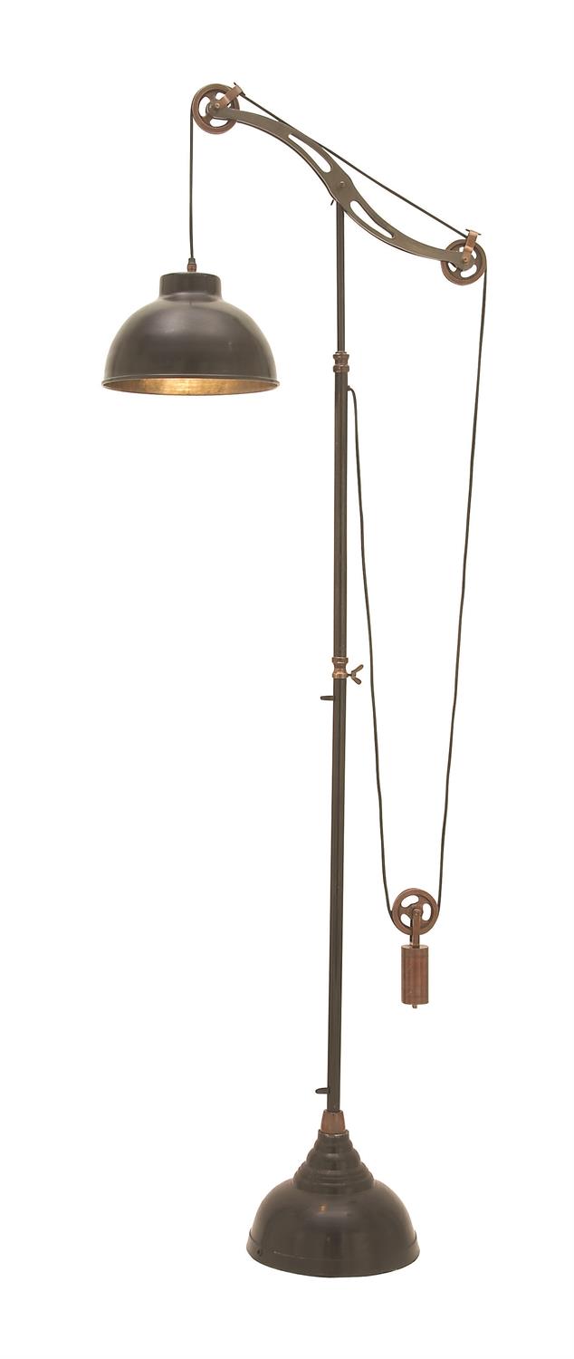 51542 Black Aluminum Metal Pulley Floor Lamp, 12" x 30" x 79"