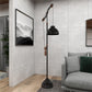 51542 Black Aluminum Metal Pulley Floor Lamp, 12" x 30" x 79"