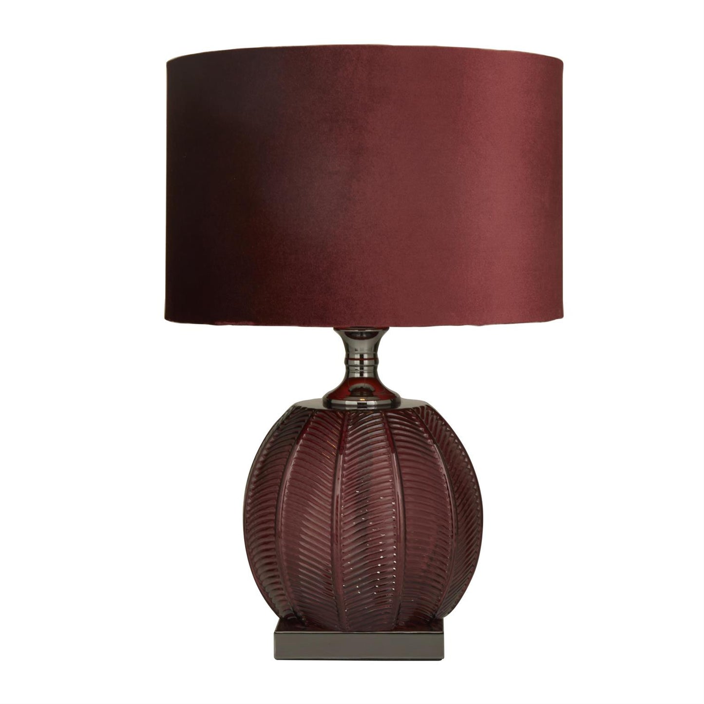 34692 Red Velvet Glam Table Lamp, 21" x 14" x 14"