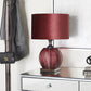 34692 Red Velvet Glam Table Lamp, 21" x 14" x 14"