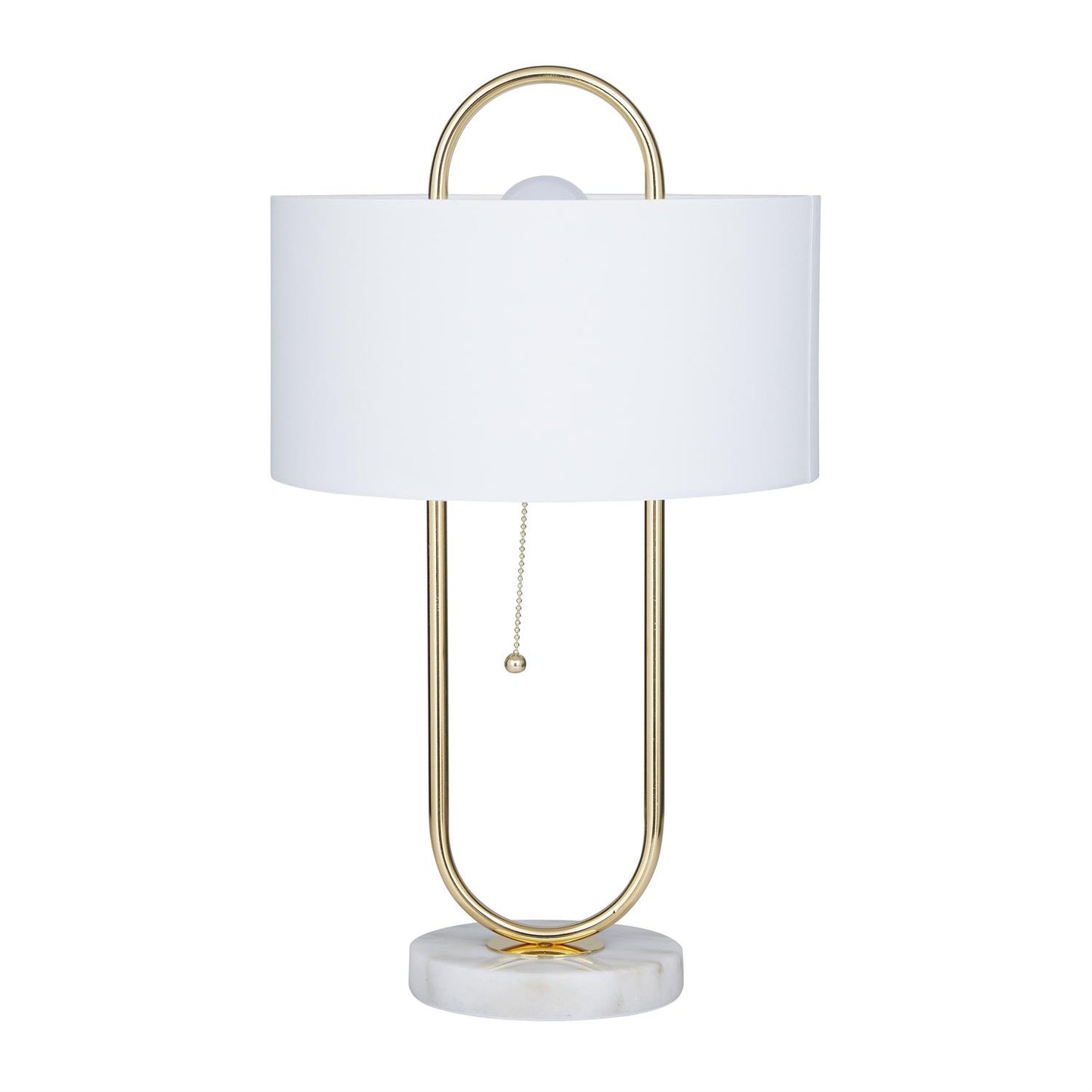 64692 CosmoLiving by Cosmopolitan White Metal Paper Clip Accent Lamp with Marble Base, 12" x 12" x 20"