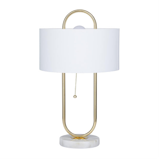 64692 CosmoLiving by Cosmopolitan White Metal Paper Clip Accent Lamp with Marble Base, 12" x 12" x 20"