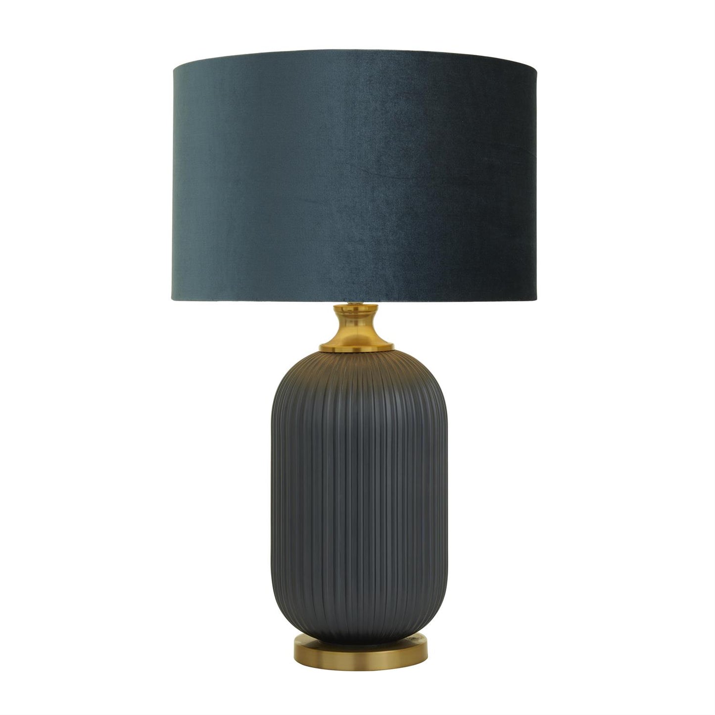 84692 Blue Fabric Table Lamp with Drum Shade, 16" x 16" x 26"