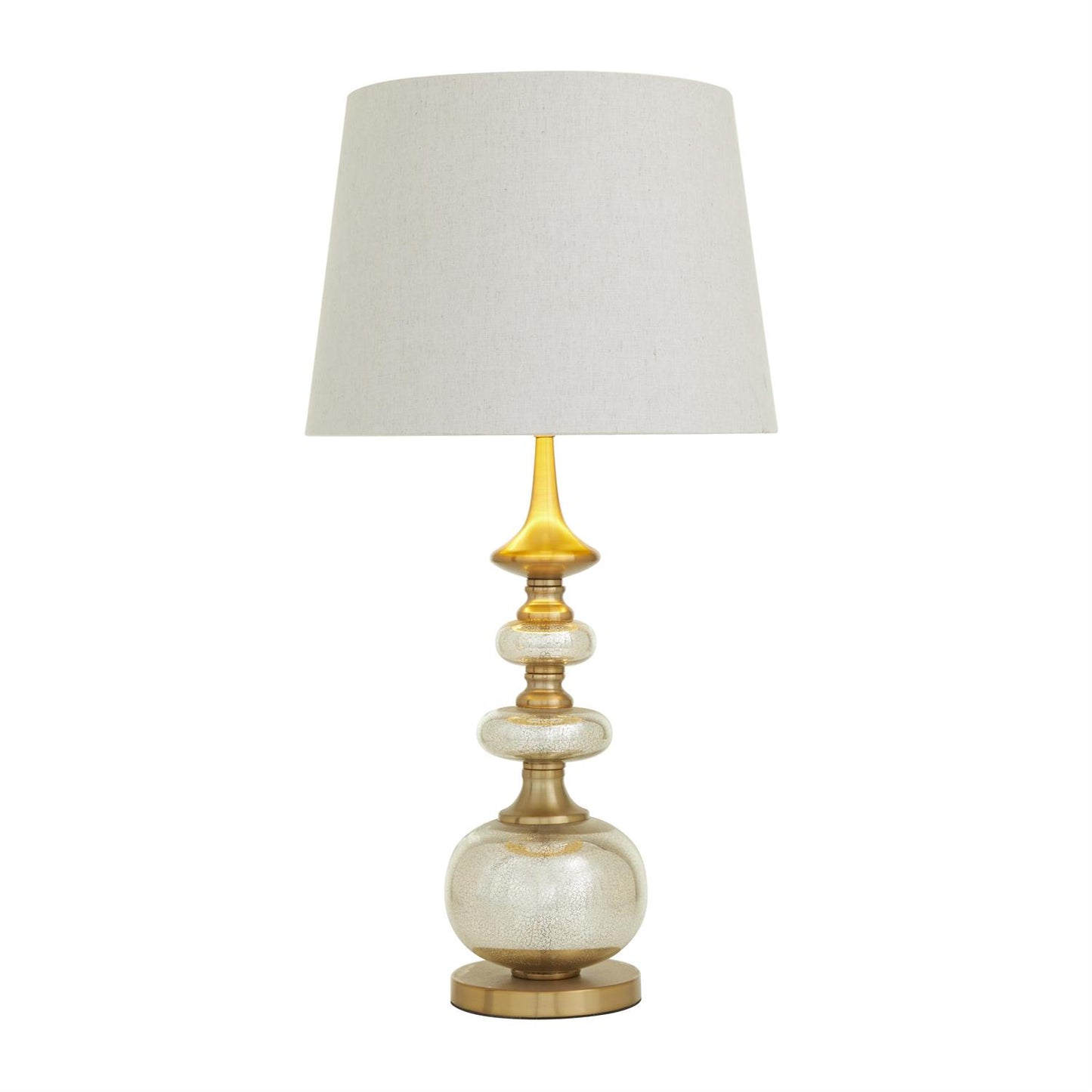 35692 Silver Linen Fabric Buffet Lamp with Gold Accents, 15" x 15" x 30"