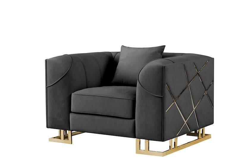 209S Designer Sofa and Loveseat (Black)