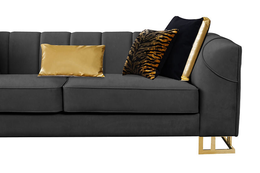 209S Designer Sofa and Loveseat (Black)