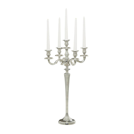 Silver Aluminum Metal Tall Candelabra, 10" x 10" x 24"