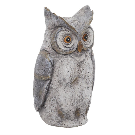 92863 Gray Polystone Owl Indoor Outdoor Decorative Garden Sculpture, 9" x 7" x 17"