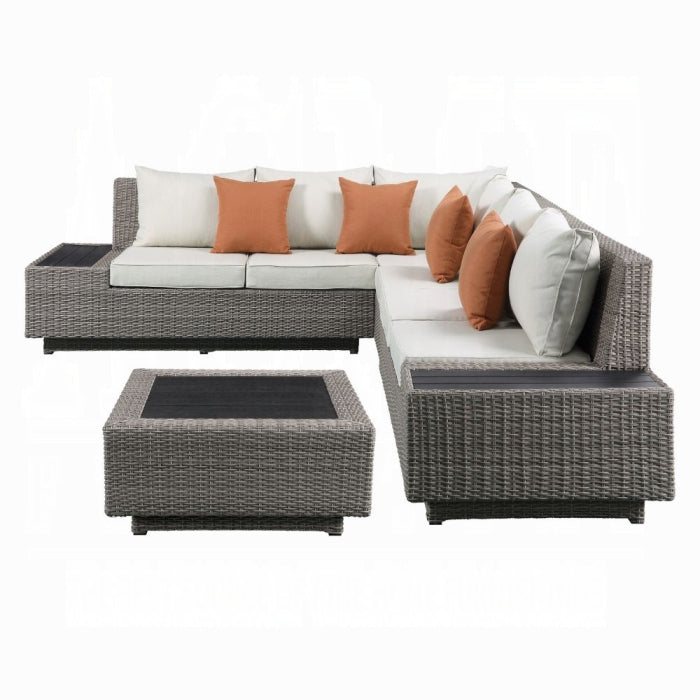 02054 Patio Sectional Sofa W/4 Pillows & Coffee Table