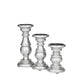 05064 Silver Mango Wood Turned Style Pillar Candle Holder, Set of 3 10", 8", 6"H