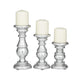 05064 Silver Mango Wood Turned Style Pillar Candle Holder, Set of 3 10", 8", 6"H