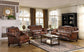 Airotciv 3-piece Full Leather Upholstered Sofa Set Brown