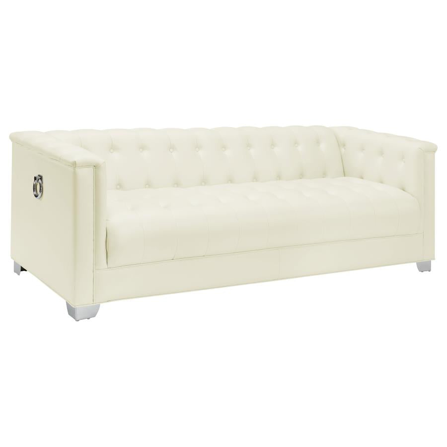 Onaivahc 3-piece Upholstered Track Arm Sofa Set Pearl White Success