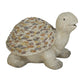 03966 White Polystone Turtle Indoor Outdoor Decorative Garden Sculpture with Stone Mosaic Design, 14" x 11" x 10"