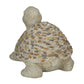 03966 White Polystone Turtle Indoor Outdoor Decorative Garden Sculpture with Stone Mosaic Design, 14" x 11" x 10"