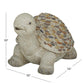 03966 White Polystone Turtle Indoor Outdoor Decorative Garden Sculpture with Stone Mosaic Design, 14" x 11" x 10"