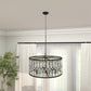 83007 Black Metal Crystal Embellished 6 Light Chandelier with Link Chain, 24" x 24" x 13"