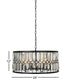 83007 Black Metal Crystal Embellished 6 Light Chandelier with Link Chain, 24" x 24" x 13"