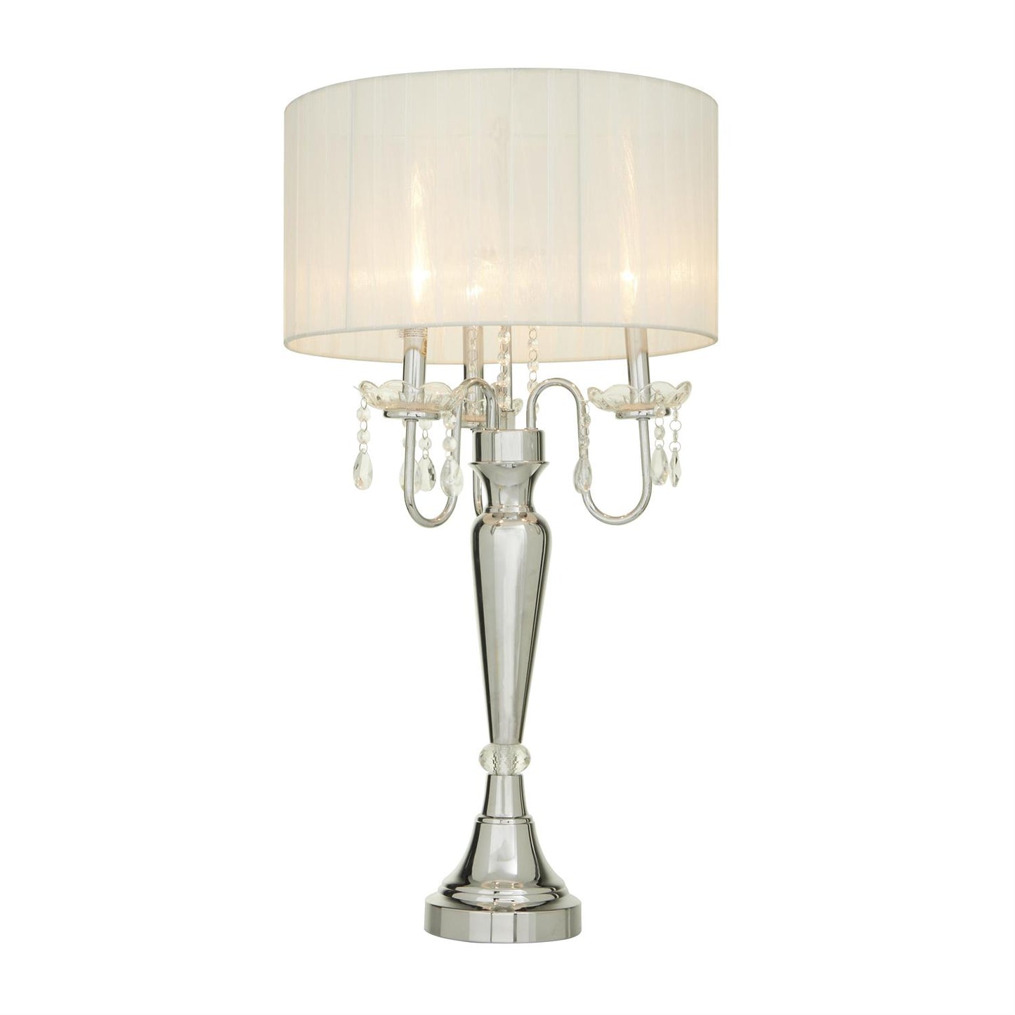 50107 Silver Metal Table Lamp, 16" x 16" x 31"