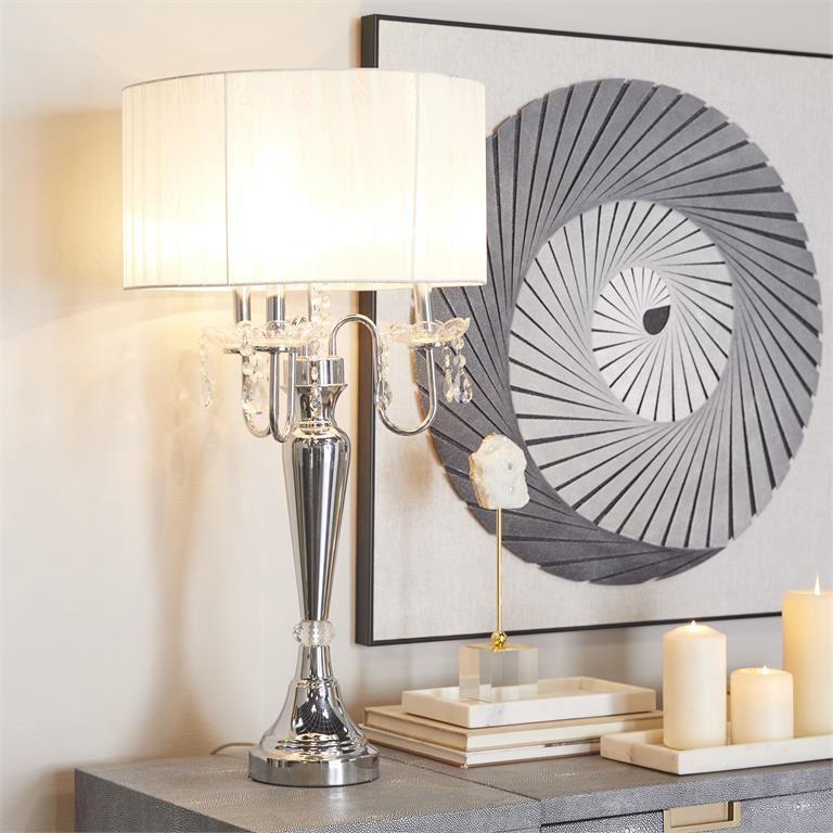 50107 Silver Metal Table Lamp, 16" x 16" x 31"