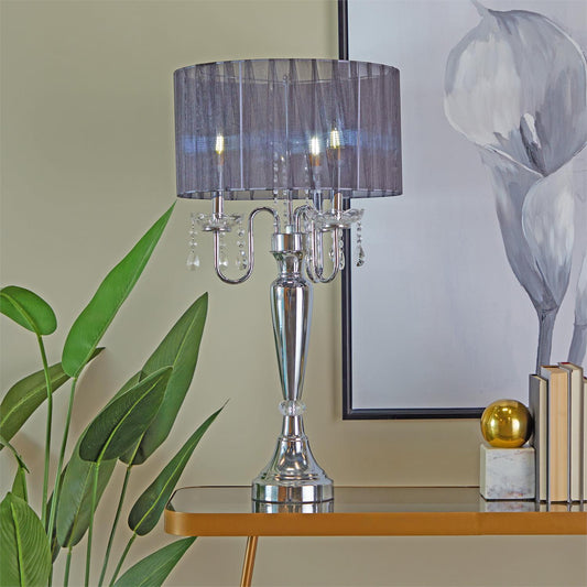 70107 Silver Metal Table Lamp, 16" x 16" x 31"