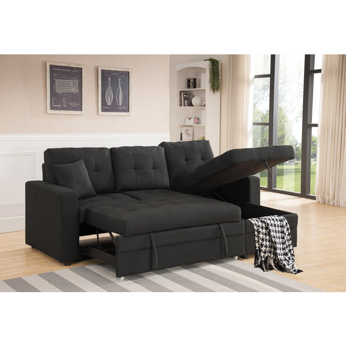 8008 Fabric Reversible Pull Out Sectional Sofa & Storage