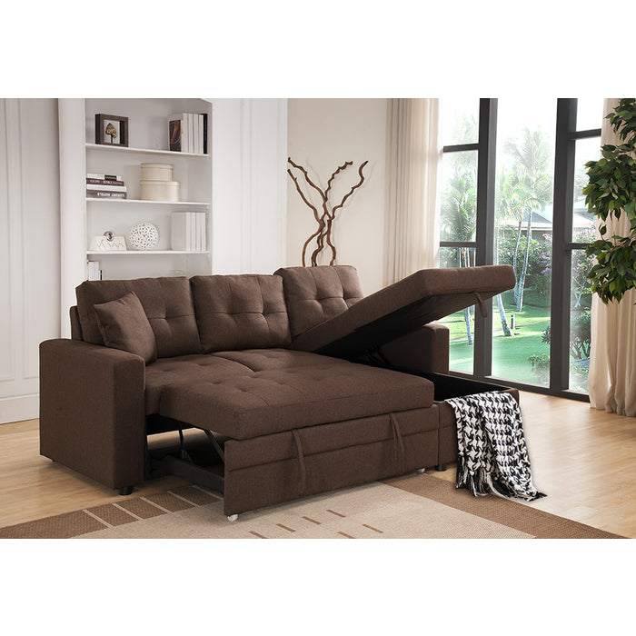 8008 Fabric Reversible Pull Out Sectional Sofa & Storage