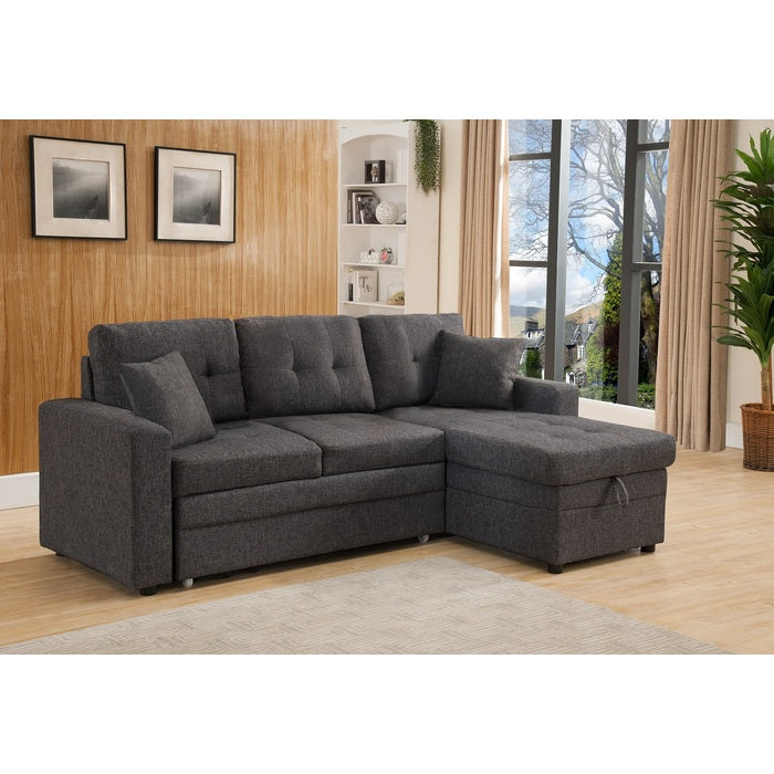 8008 Fabric Reversible Pull Out Sectional Sofa & Storage