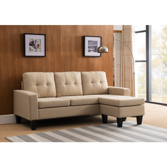 3208 Fabric Tufted Back Reversible Sectional Sofa Set