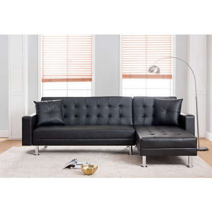 6308 PU Tufted Reversible Sectional Sofa Bed