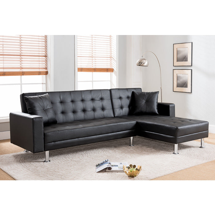 6308 PU Tufted Reversible Sectional Sofa Bed