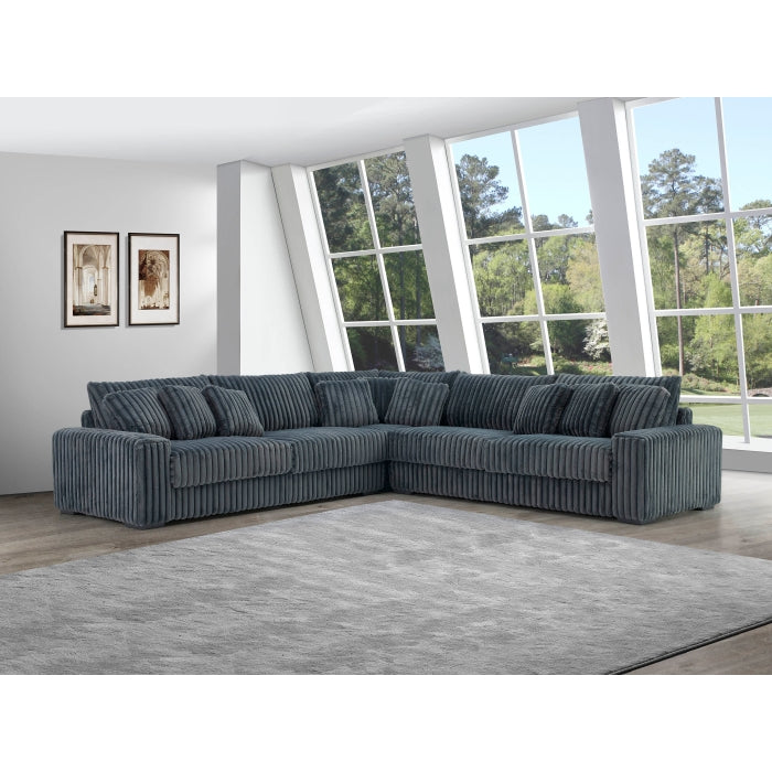 0328 Fabric Stationary Sectional Sofa w/ 9 Pillows