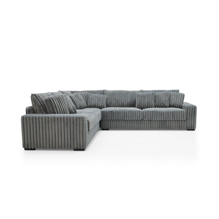 0328 Fabric Stationary Sectional Sofa w/ 9 Pillows