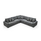 0328 Fabric Stationary Sectional Sofa w/ 9 Pillows