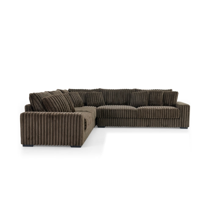 0328 Fabric Stationary Sectional Sofa w/ 9 Pillows