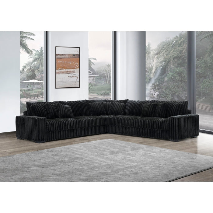 0328 Fabric Stationary Sectional Sofa w/ 9 Pillows